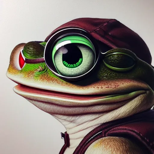 Image similar to pepe the frog, a full body portrait, single subject, detailed face, finely detailed features, closeup at the face, perfect art, stanley artgerm lau, takashi takeuchi, akihiko yoshida, trending on pixiv fanbox, wlop, rossdraws