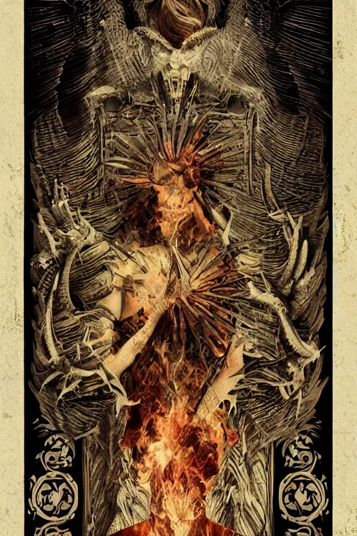 Prompt: damnation, trending on cgsociety, 4 k digital art, intricately defined, complexly detailed, mannerism, [ tarot card ]!!!!!