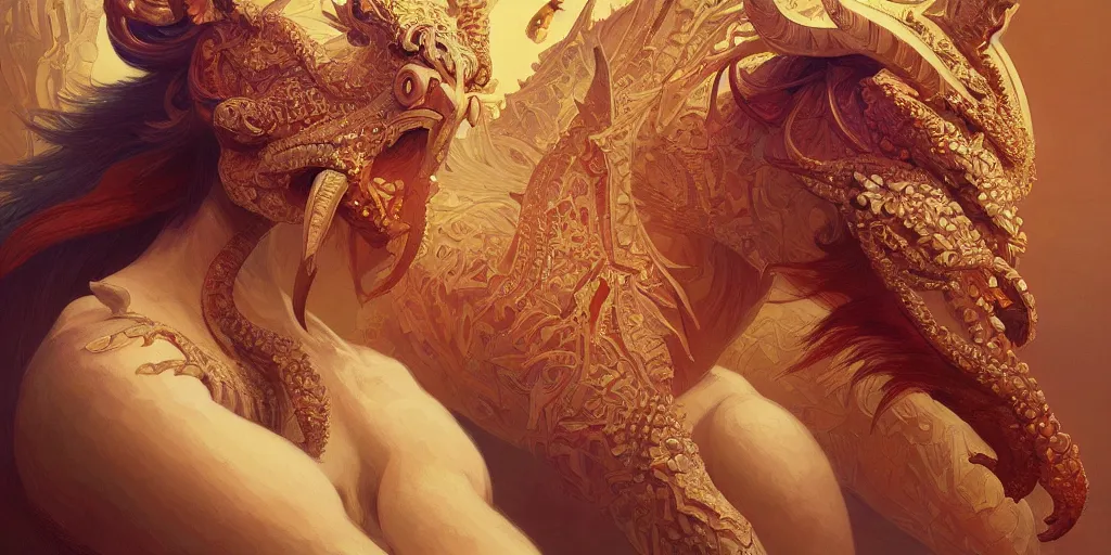 Prompt: painting of a oroboros, symmetric, decorated, intricate, elegant, highly detailed, digital painting, artstation, concept art, smooth, sharp focus, illustration, art by artgerm and greg rutkowski and alphonse mucha, 8 k