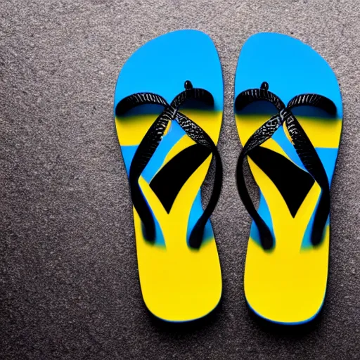 Image similar to studio photo of dwayne johnson themed flip-flops, high-quality promotional photo, studio lighting, sharp focus, enhanced colors, professional photo, flickr