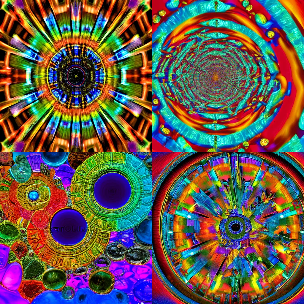 Prompt: colorful [relics of time/crystals of time/fractals of time] by Aaron Lowell Denton