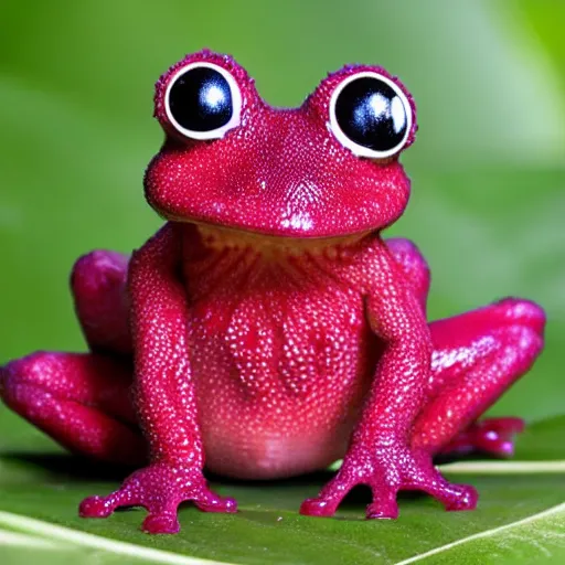 Prompt: a strawberry frog 5 0 / 5 0 hybrid