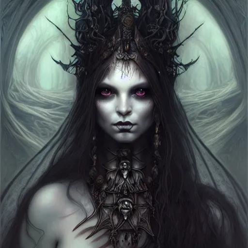 Image similar to portrait of a fairy princess grim dark, dark, piercing eyes, exotic expression, esoteric clothing, photorealistic, highly detailed, mysterious lighting, artstation, smooth, sharp focus, art by michael whelan, artgerm, greg rutkowski and luis royo