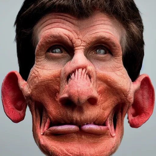 Image similar to a detailed male face by gunther von hagens