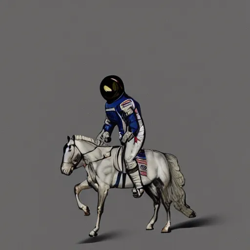 Image similar to An astronaut riding a horse in a photorealistic style