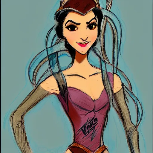 Image similar to milt kahl sketch of victoria justice with tendrils hair style as princess padme from star wars episode 3