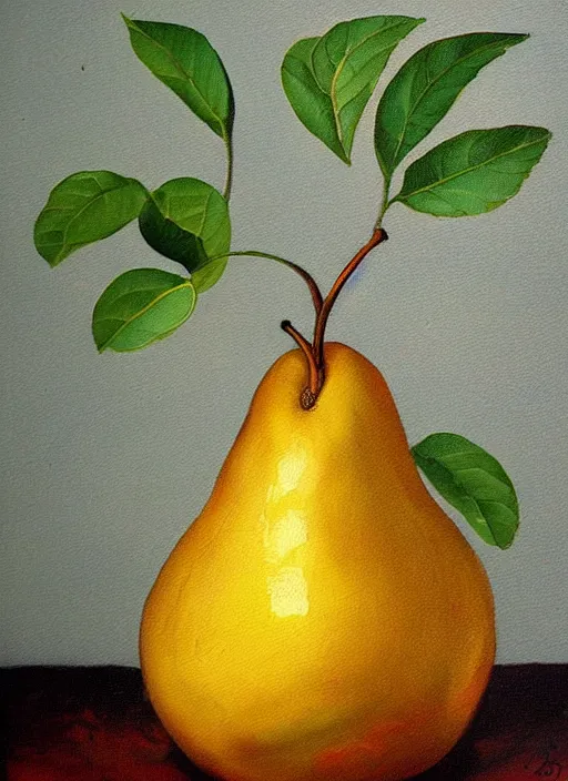 Prompt: vintage beautiful painting of the gift of life pear