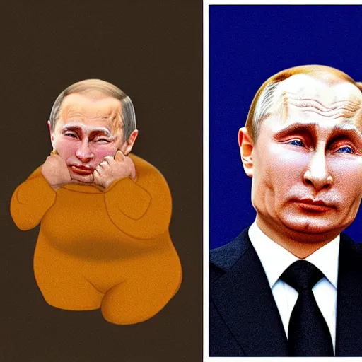 Prompt: vladimir putin as a loser crying fat ugly baby hyperrealism