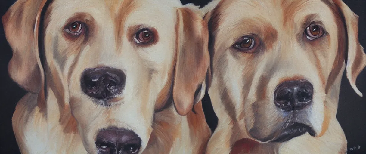 Prompt: painting of a labrador dog with the face of saul goodman