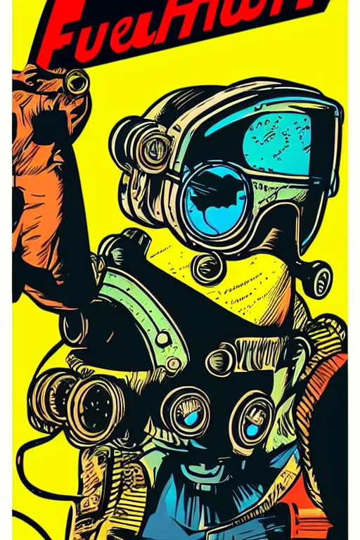 Image similar to fallout 7 6 retro futurist illustration art by butcher billy, sticker, colorful, illustration, highly detailed, simple, smooth and clean vector curves, no jagged lines, vector art, smooth andy warhol style