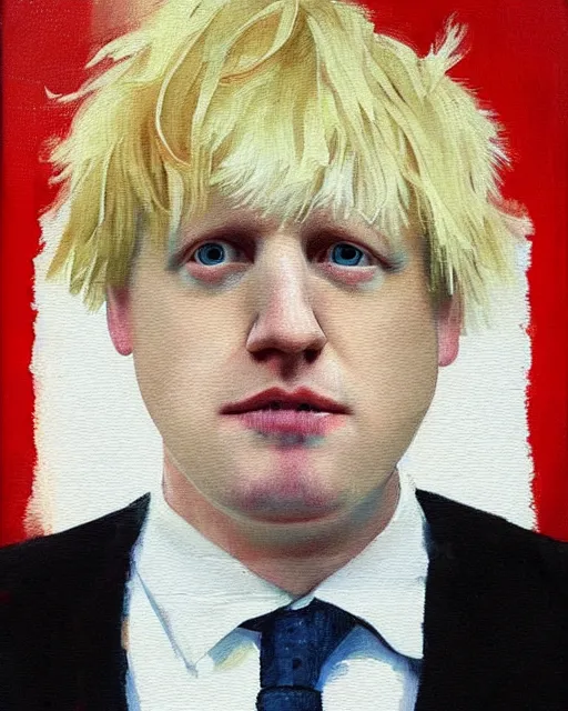 Prompt: impressionist painting of a portrait of a hipster looking like boris johnson