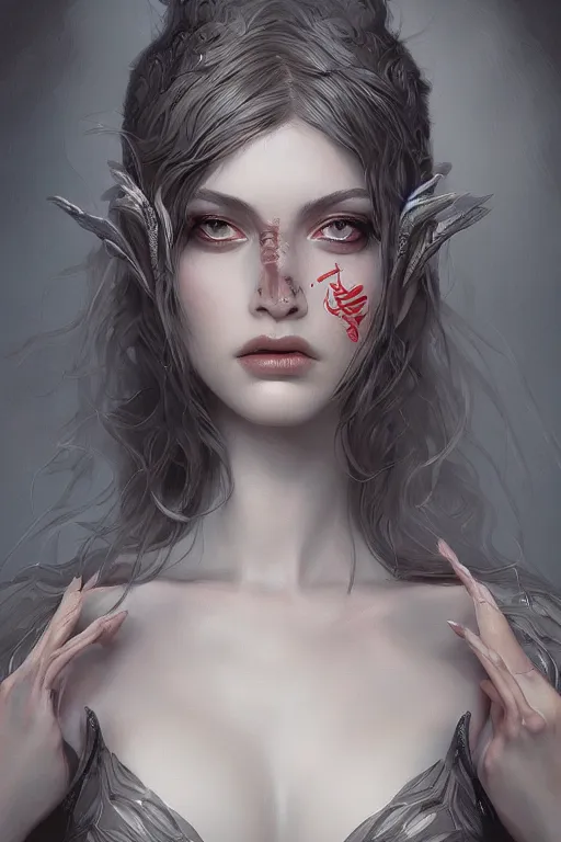 Image similar to beautiful maiden with psycho eyes, intricate, elegant, highly detailed, digital painting, artstation, concept art, smooth, sharp focus, illustration, art by WlOP