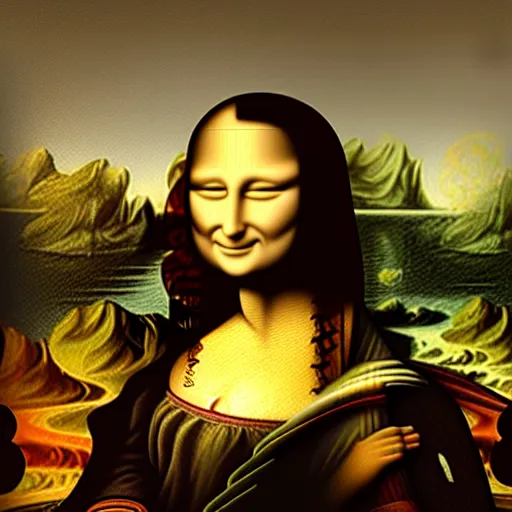 Prompt: cave drawing Mona Lisa