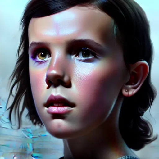 Prompt: beautiful digital painting millie bobby brown the evil dead with high detail, 8 k, stunning detail, photo by artgerm, greg rutkowski and alphonse mucha, unreal engine 5, 4 k uhd