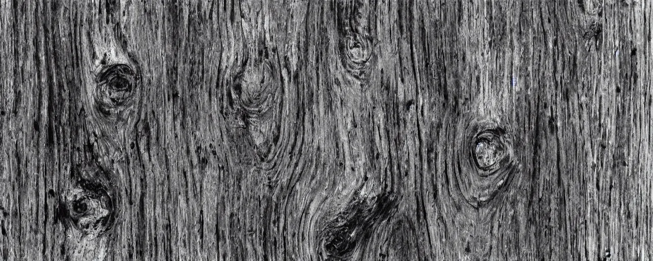 Image similar to 2d aged and worn woodgrain, black and white detailed photorealistic texture