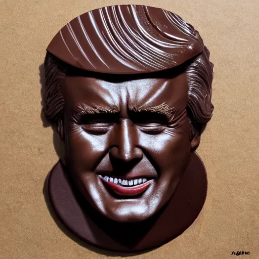 Prompt: dark chocolate trump relief portrait