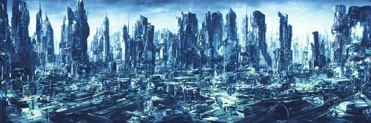 Image similar to futuristic cityscape