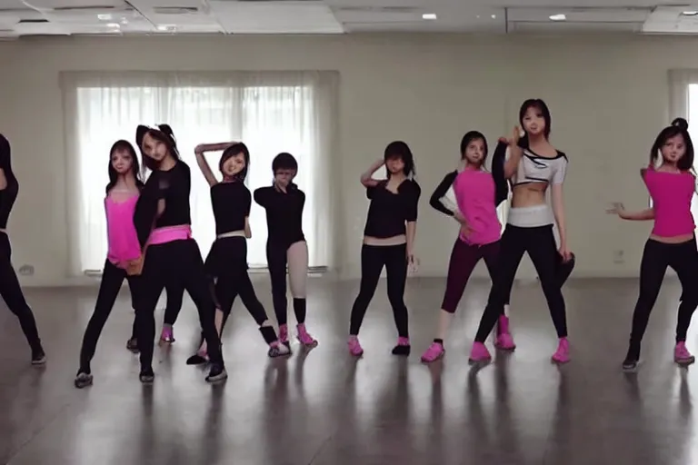 Image similar to a kpop girl group dance practice