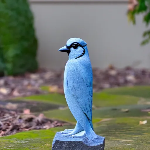 Prompt: stone statue of a bluejay