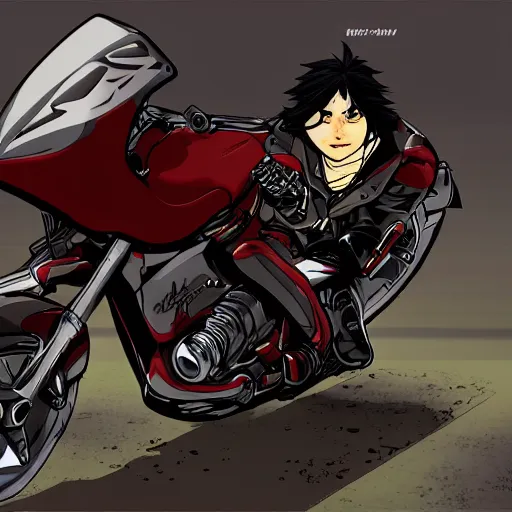 Image similar to akira dramatic pose, akira's motorcycle character