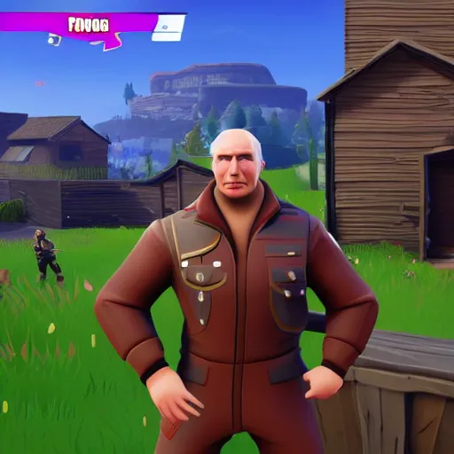 Image similar to vladimir putin as fortnite character, gameplay screenshot