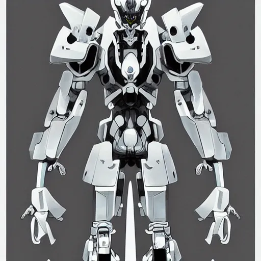 Image similar to very detailed anime mecha concept art, greyscale in vector art, very symmetrical, science fiction, artstation, pinterest, adobe photoshop