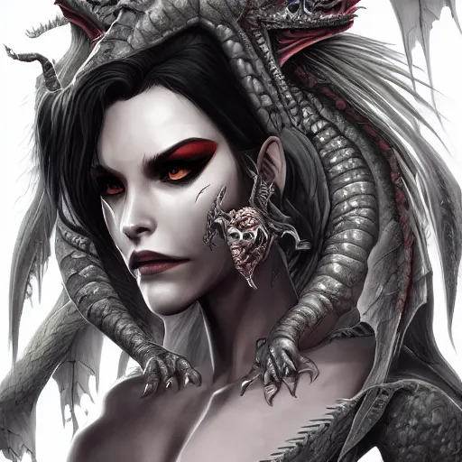 Prompt: undead half - dragon, anthropomorph, beautiful, detailed symmetrical close up portrait, intricate complexity, in the style of artgerm and ilya kuvshinov, magic the gathering art