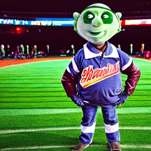 Prompt: photo of a sports mascot that is a germ