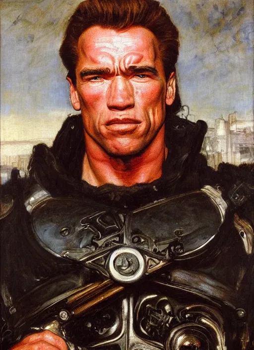 Image similar to a beautiful painting of arnold schwarzenegger by John Everett Millais and Dante Gabriel Rossetti and John Collier and john william waterhouse, pre-raphaelite, detailed, trending on artstation, hd, masterpiece