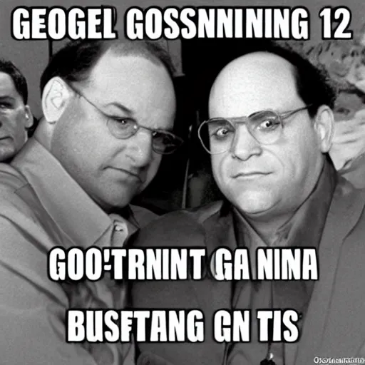 Prompt: George Costanza on Seinfeld as a gangster blood gang member