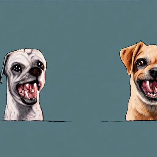 Prompt: dogs barking at each other, digital art