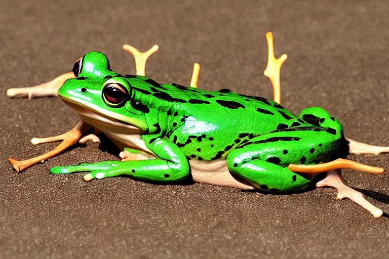 Image similar to frog with deer antlers