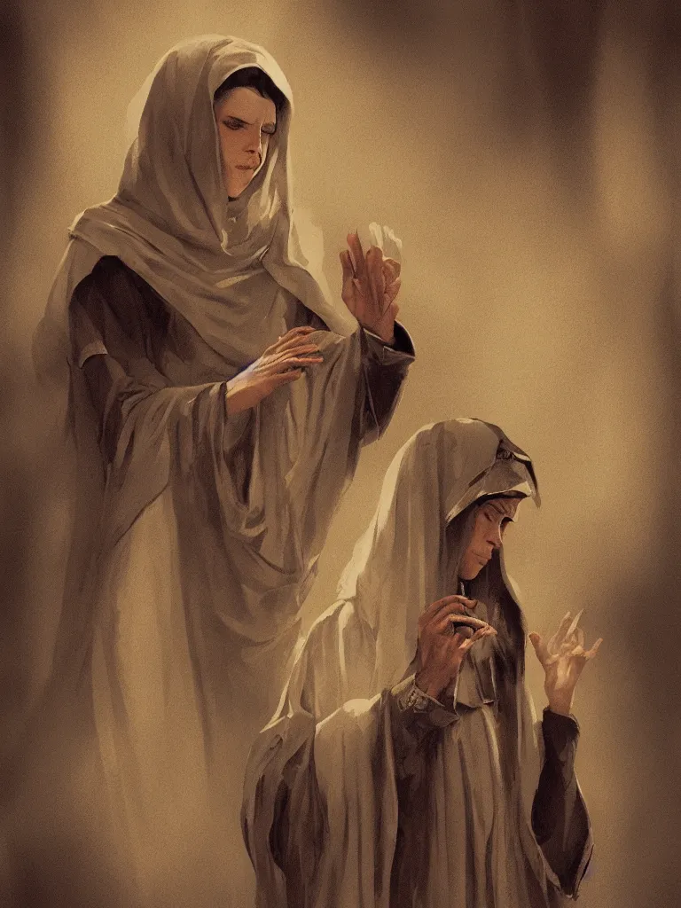 Image similar to religious woman by disney concept artists, blunt borders, rule of thirds