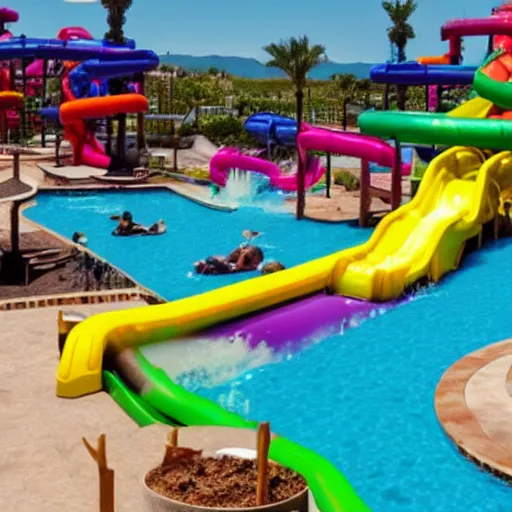 Prompt: a taco bell themed waterpark