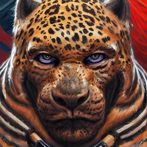 Image similar to Strong wrestler wearing a jaguar mask, closeup character portrait art by Donato Giancola, Craig Mullins, digital art, trending on artstation