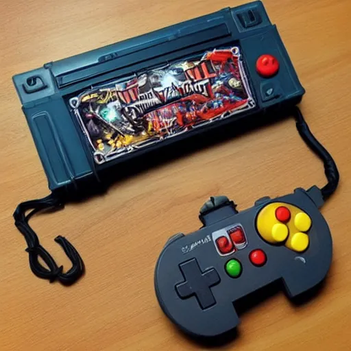 Prompt: “ a special edition final fantasy vii themed nintendo 6 4 ”