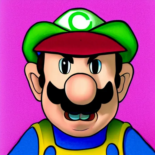 Image similar to Portrait of Luigi drawn by Randy Bishop, 8k, trending on artstation, detalied, colorful,