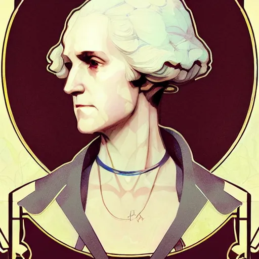 Prompt: symmetry!! portrait of george washington as girl by krenz cushart and mucha and akihito yoshida and greg rutkowski, nier : automata inspired,