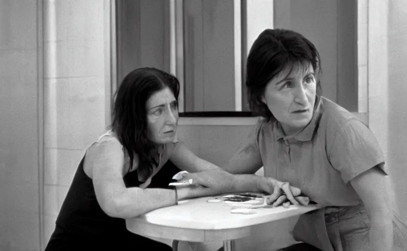 Image similar to a still from a movie directed by chantal akerman, high quality, very detailed,