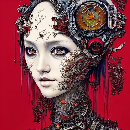 Image similar to beautiful portrait painted in jacek yerka and aykut aydogdu style drawn by vania zouravliov and takato yamamoto, inspired by cyberpunk, intricate acrylic gouache painting, high detail, sharp high detail, artstation, manga and anime