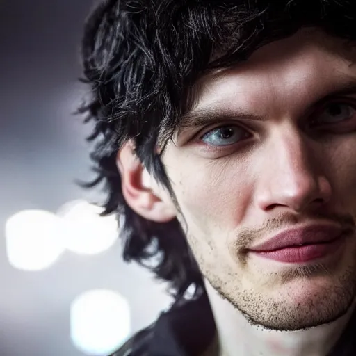 Prompt: Colin Morgan as Cyberpunk Merlin