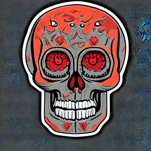 Image similar to angry skull, deep sockets, sticker, illustration, stylized