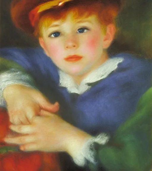 Prompt: oil painting portrait of peter pan by renoir