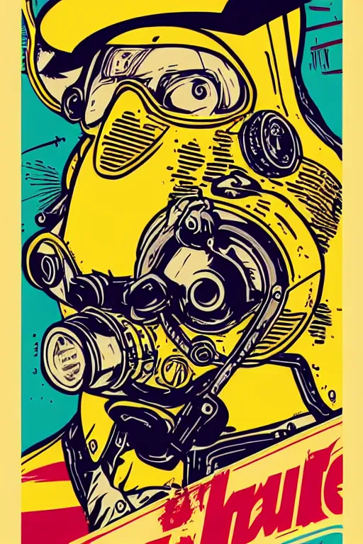 Image similar to fallout 7 6 retro futurist illustration art by butcher billy, sticker, colorful, illustration, highly detailed, simple, smooth and clean vector curves, no jagged lines, vector art, smooth andy warhol style