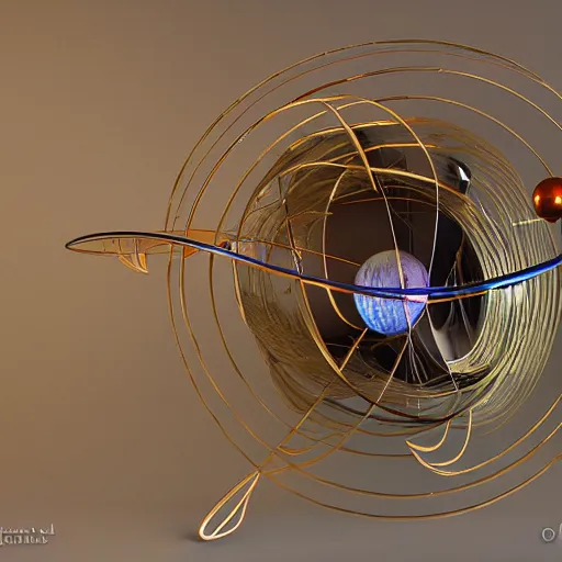 Image similar to a kinetic sculpture of this solar system, sun, orrery, canon 5 d 5 0 mm lens, papier - mache, studio, circa 2 0 8 8