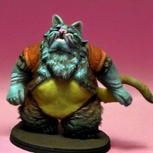Image similar to a crazy dwarf tabaxi wearing pink flip flops, laughing hysterically
