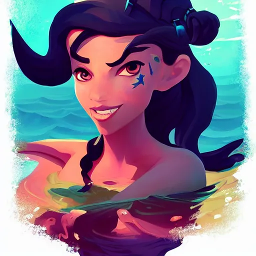 Image similar to painting mermaid treasure on sea of thieves game avatar hero smooth face median photoshop filter cutout vector, behance hd by jesper ejsing, by rhads, makoto shinkai and lois van baarle, ilya kuvshinov, rossdraws global illumination