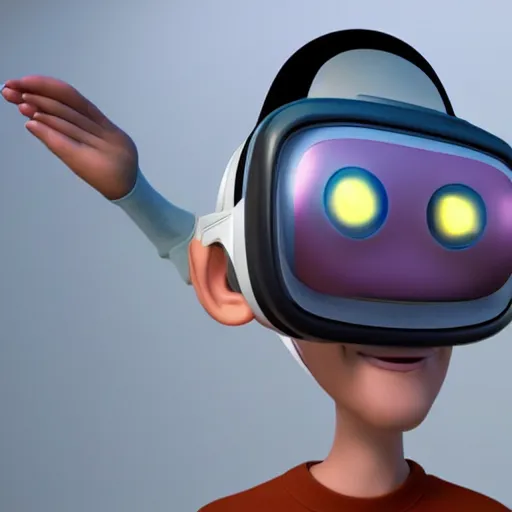 Prompt: realistic adult pixar character wearing virtual reality