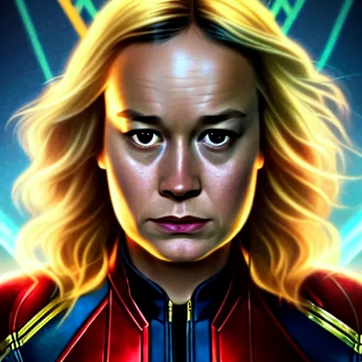 Prompt: portrait painting of brie larson as captain marvel skrull with short hair, ultra realistic, concept art, intricate details, eerie, highly detailed, photorealistic, octane render, 8 k, unreal engine. art by artgerm and greg rutkowski and charlie bowater and magali villeneuve and alphonse mucha