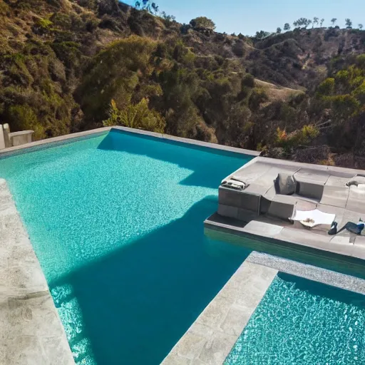 Prompt: los angeles luxurious infinity pool filled with ranch dressing, award winning photograph